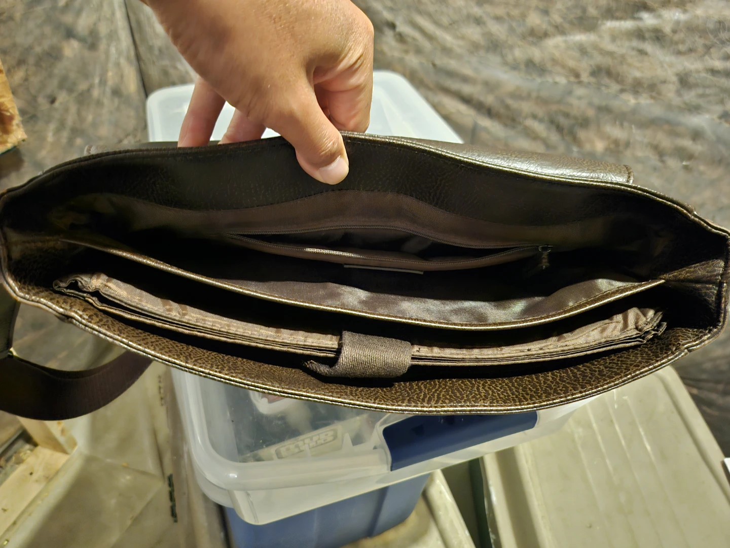 Branded Brown Leather Messenger Bag - photo 3