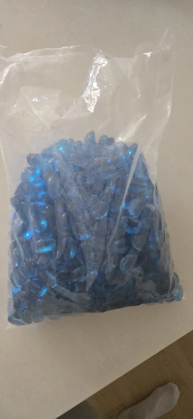 Bag of blue glass gems