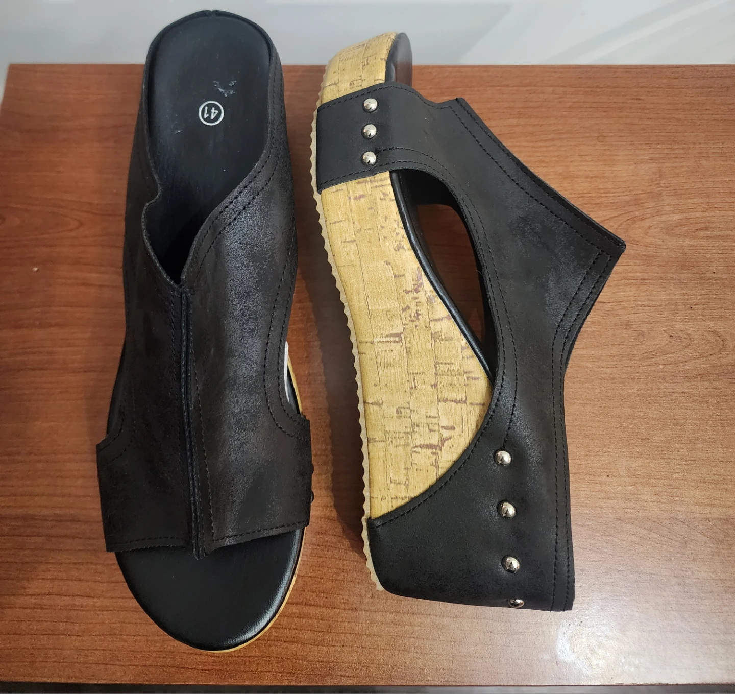 Black Wedge Sandals Size 41 - photo 3