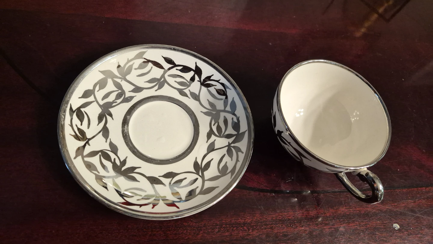 Vintage Myott Old Silver Luster Cup and Saucer Set - photo 3