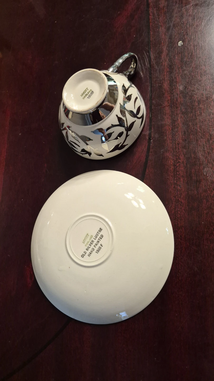 Vintage Myott Old Silver Luster Cup and Saucer Set - photo 4
