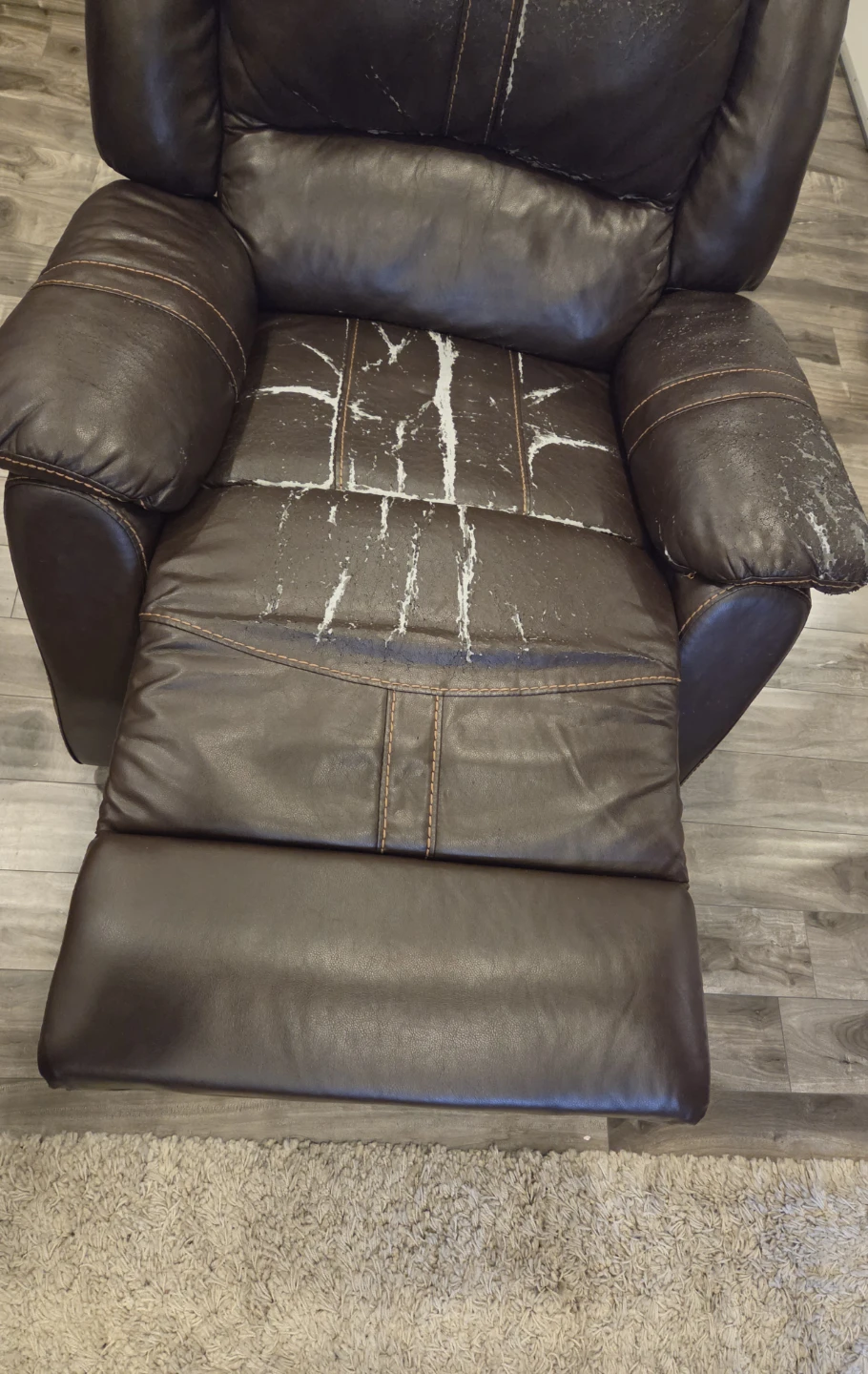 Brown Faux Leather Recliner Chair - photo 4