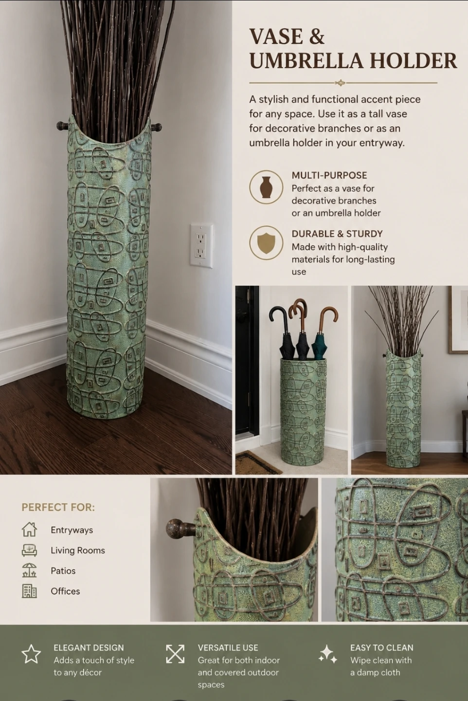 Tall Decorative Vase with Branches