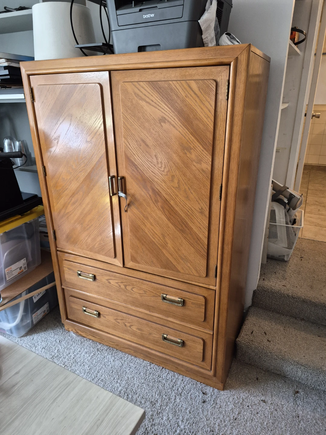 Vintage Wooden Armoire Wardrobe - photo 3