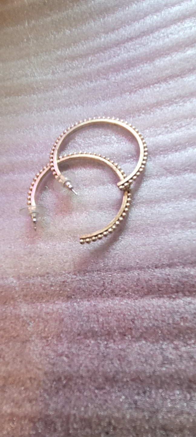 Silver bead hoop earrings