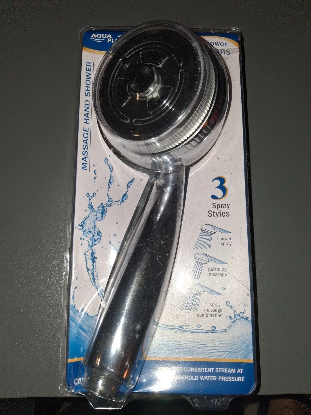 Aqua-Plus Massage Hand Shower with 3 Spray Styles