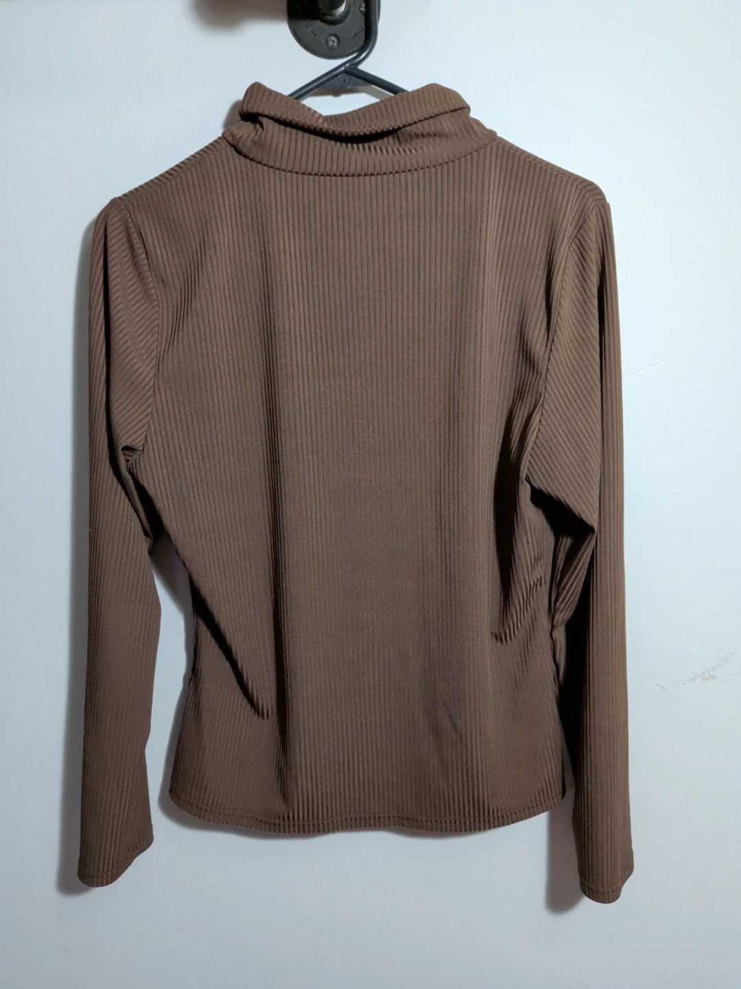 Brown Ribbed Turtleneck Top - photo 3
