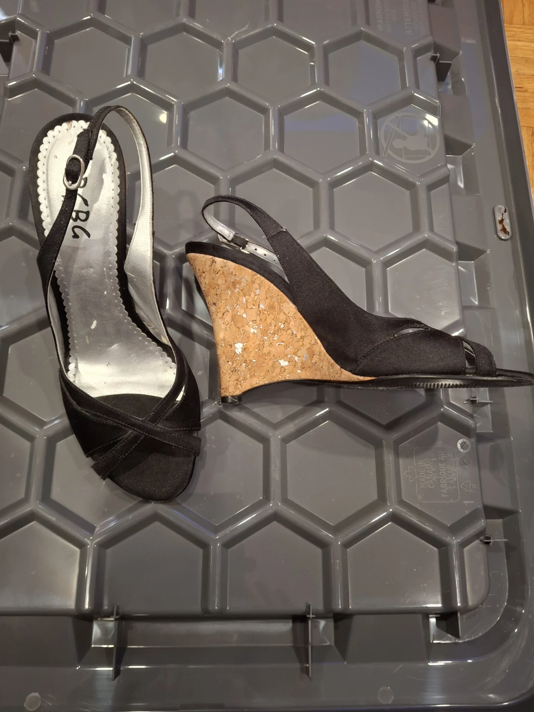 BCBG Paris Black Wedge Slingback Heels - photo 2