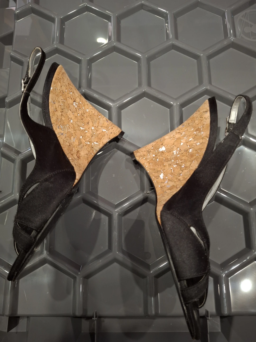 BCBG Paris Black Wedge Slingback Heels - photo 3