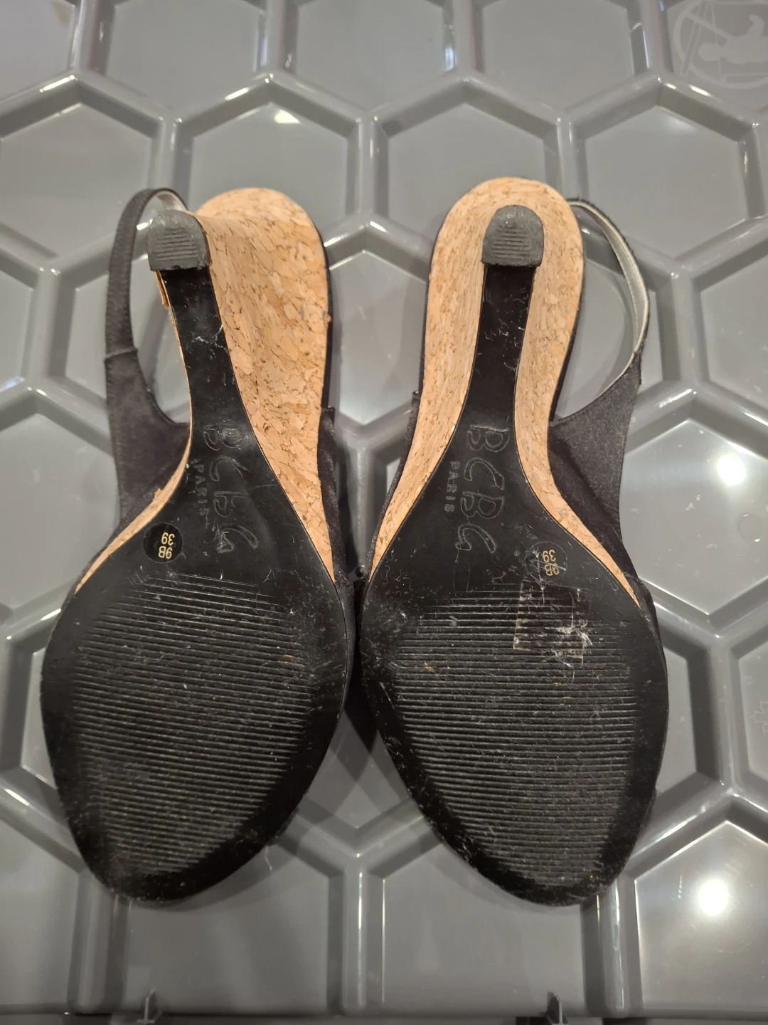 BCBG Paris Black Wedge Slingback Heels - photo 4