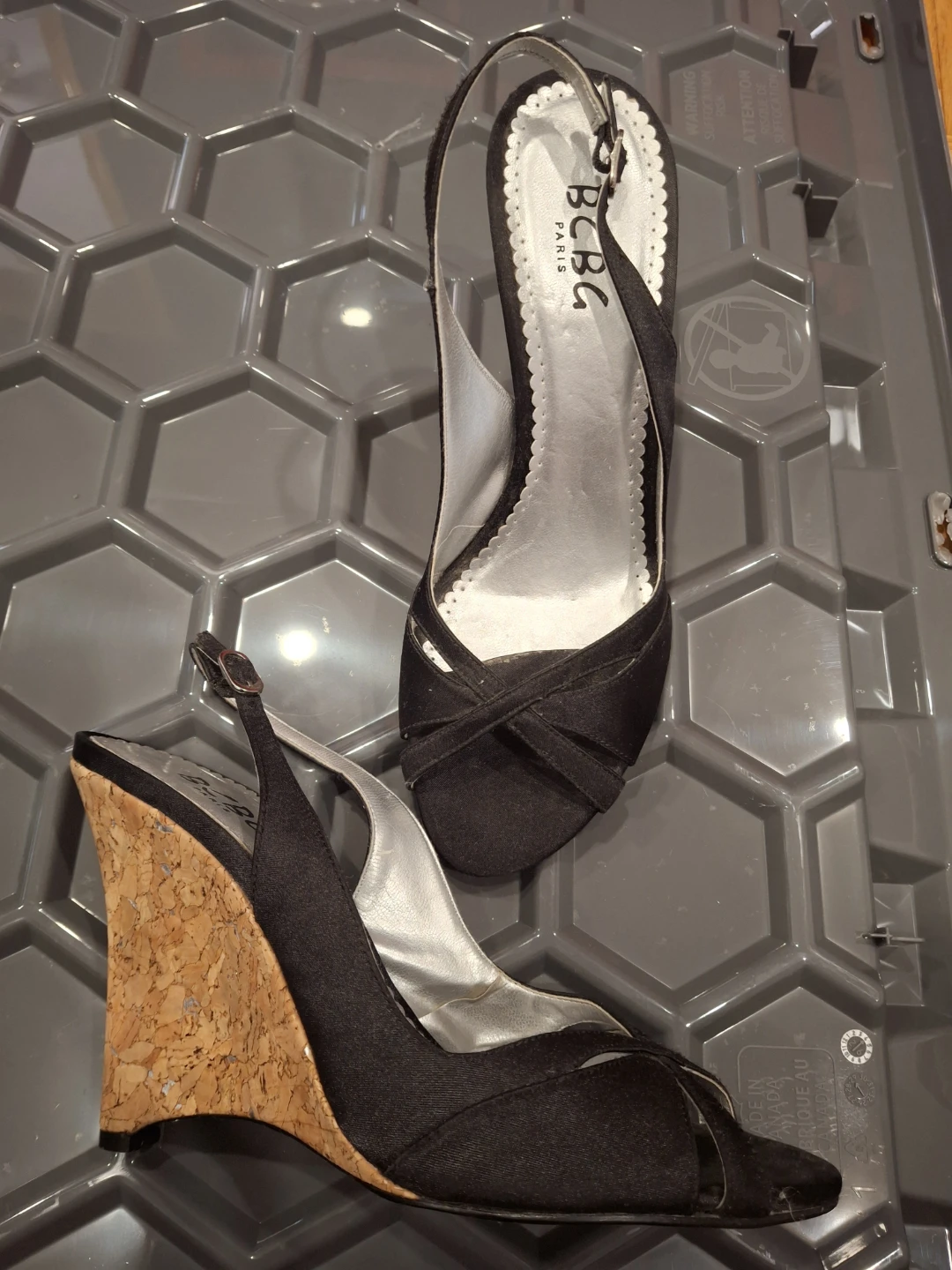 BCBG Paris Black Wedge Slingback Heels - photo 5