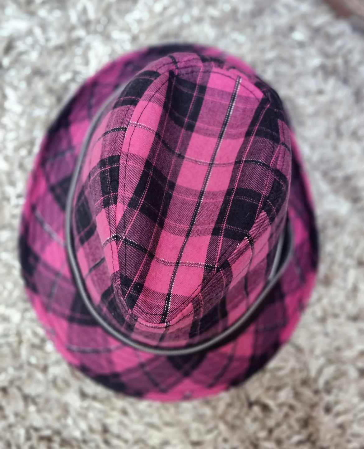 Justice Pink Plaid Fedora Hat One Size - photo 3