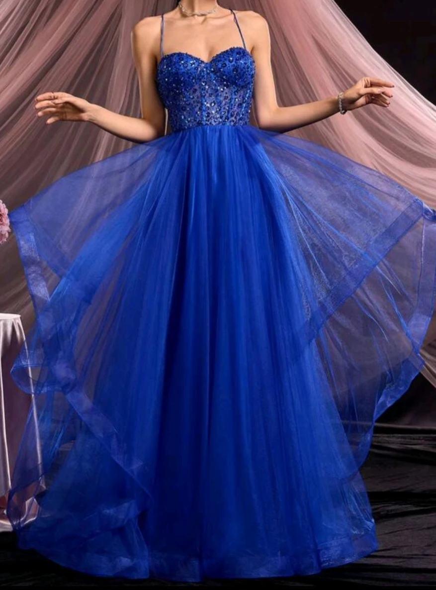 Blue Sequin Bodice Tulle Gown - photo 3
