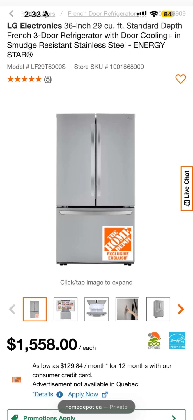 French door LG Refregirator