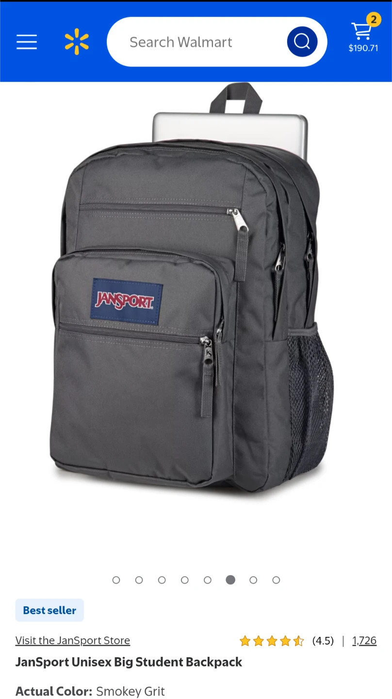 JANSPORT XL Big Size Unisex Backpack - Graphite Grey - photo 2