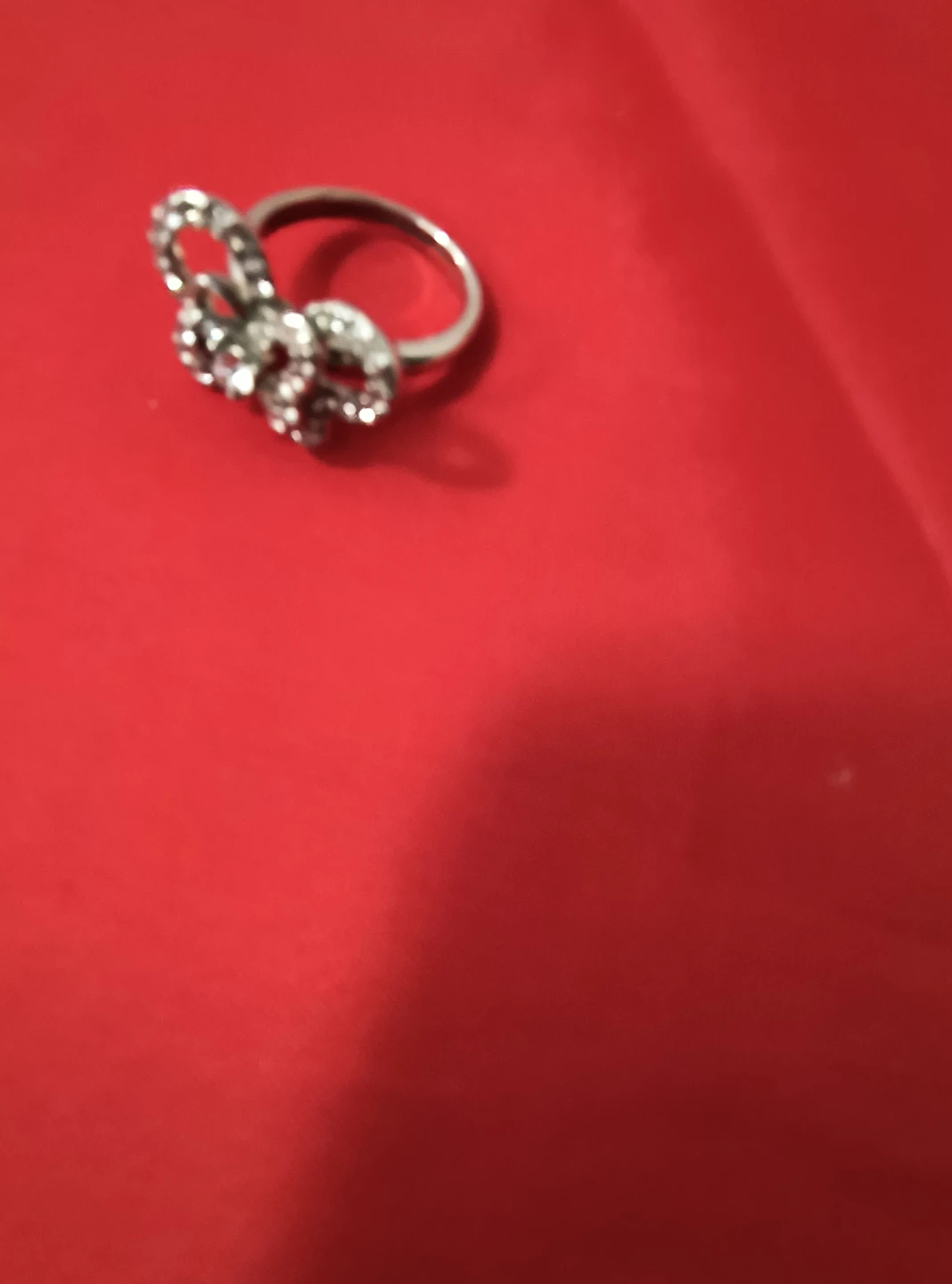 Silver Tone butterfly ring with stones