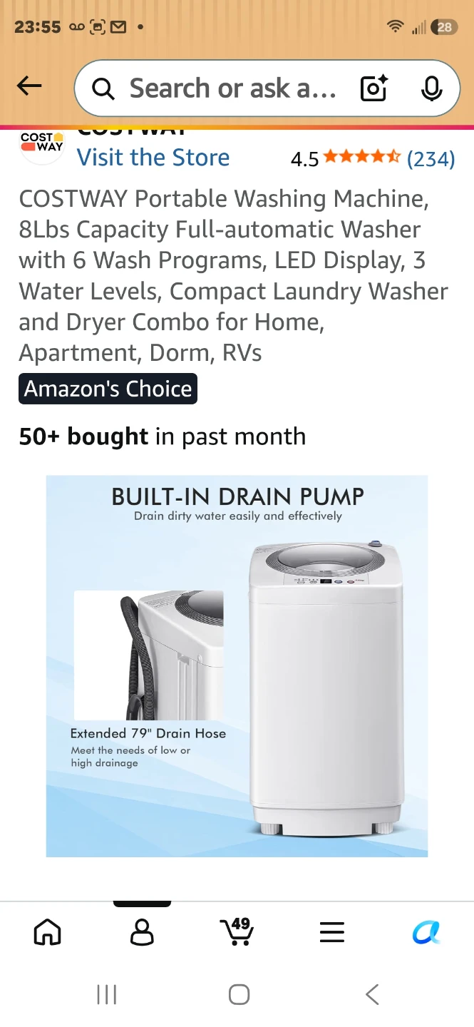 Costway Portable Washing Machine 8lbs Capacity - photo 2
