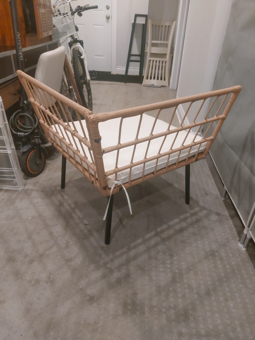 Wicker Accent Chair with White Cushion - photo 3