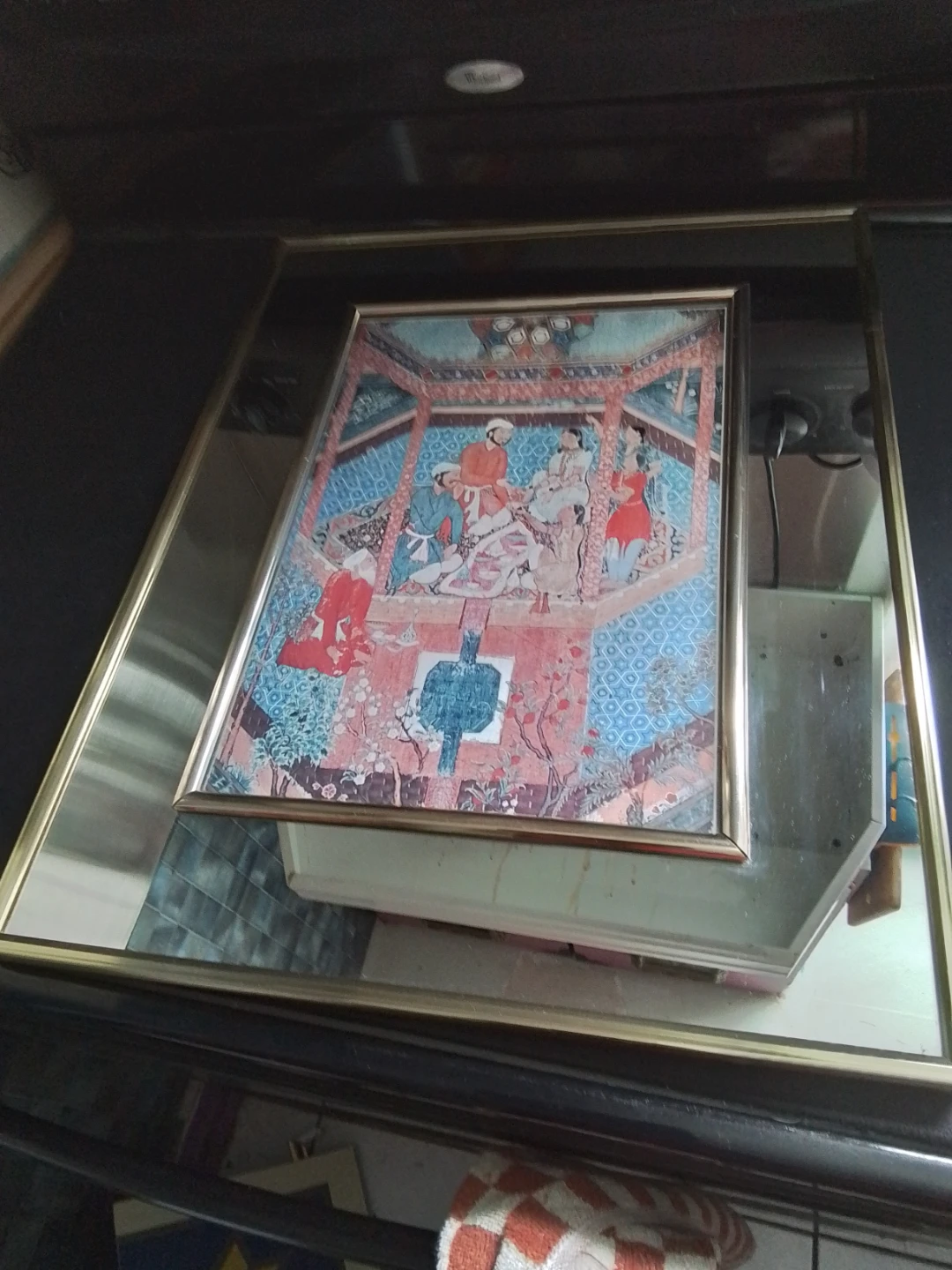 Mughal Miniature Framed Mirrored Art (16.25" x 20.25") - photo 3