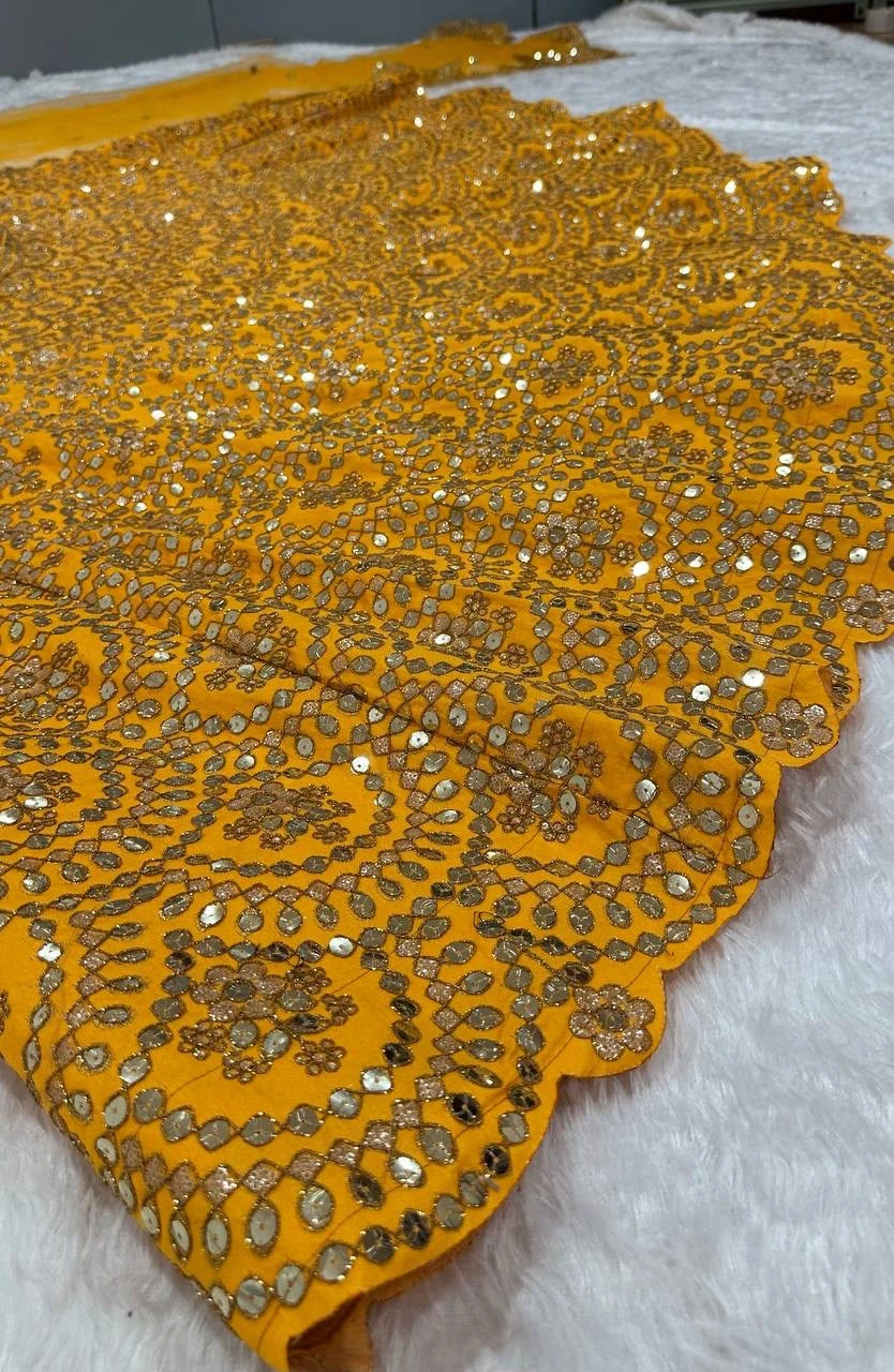 Yellow Sequined Lehenga Choli with Dupatta - photo 4