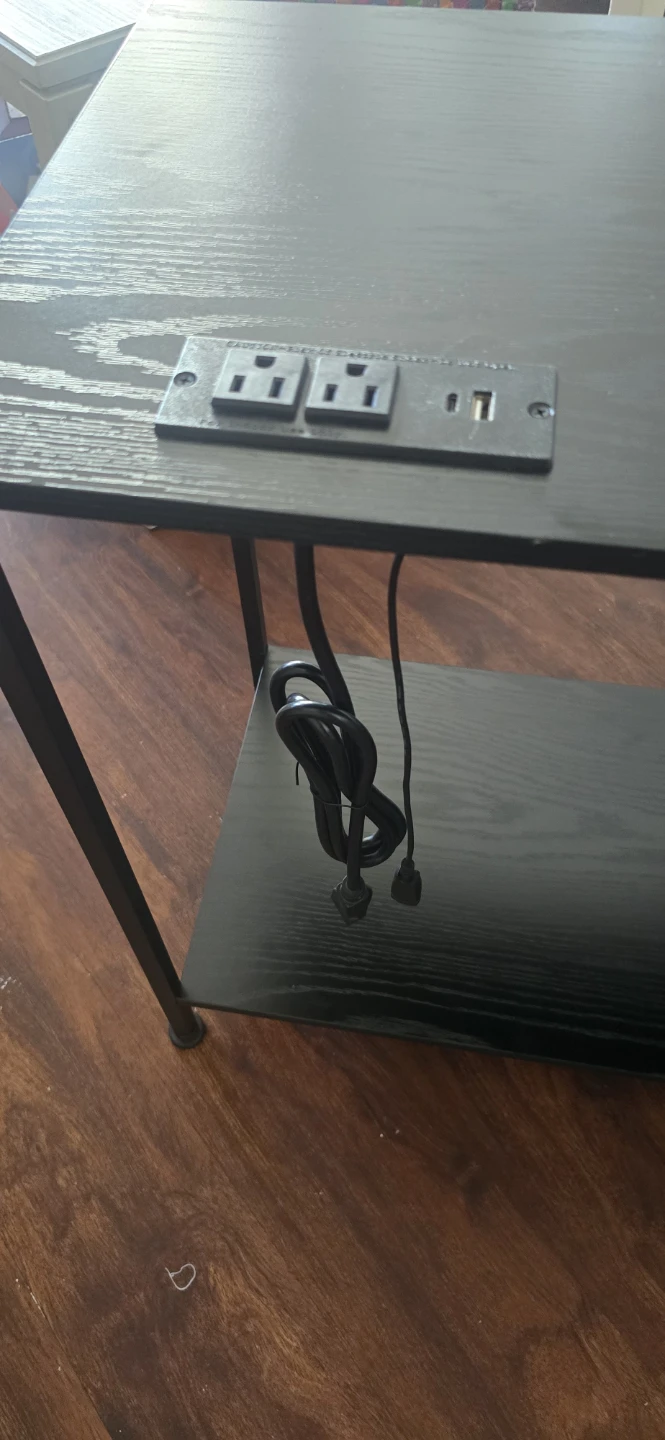 Black Console Table with Built-in Power Outlet - photo 5
