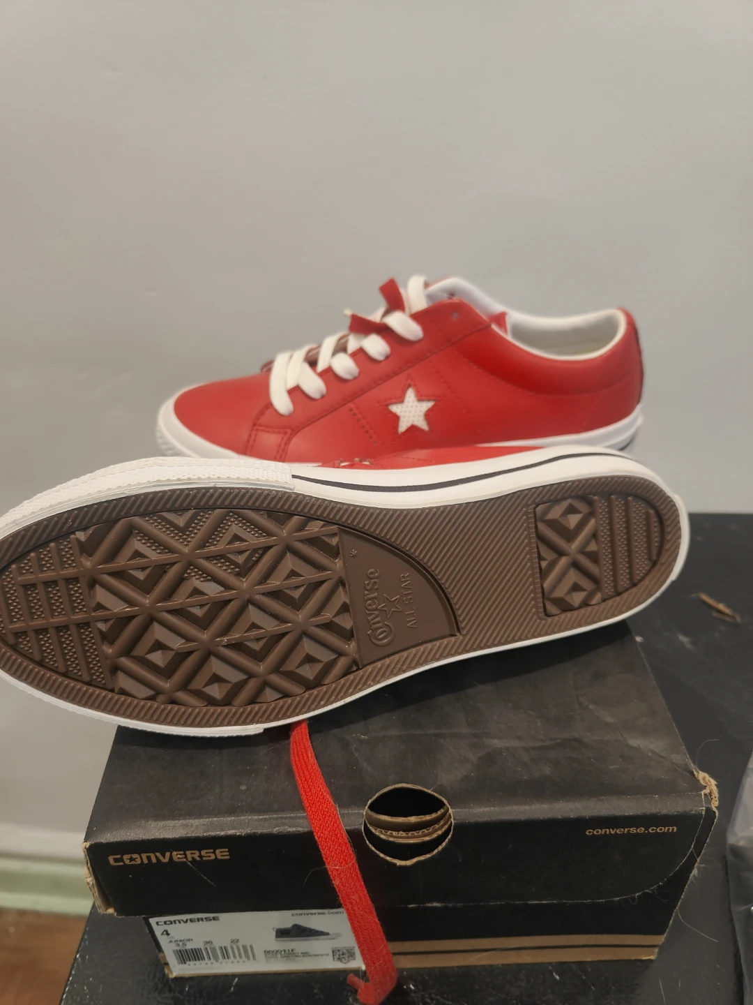 Converse One Star Red Leather Sneakers - photo 3