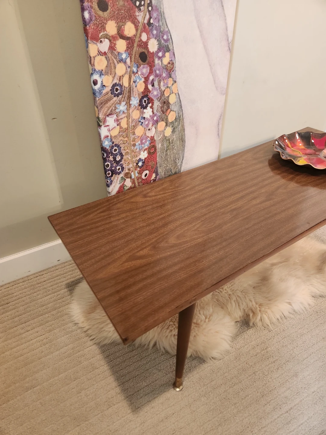 ANTIQUE Wood coffee Table with formica surface. - photo 2