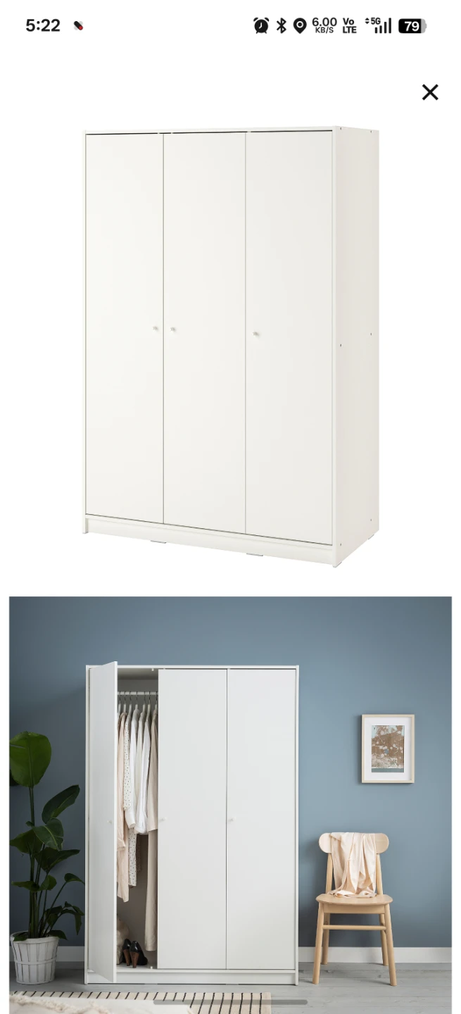 IKEA KLEPPSTAD 3-Door White Wardrobe - photo 2