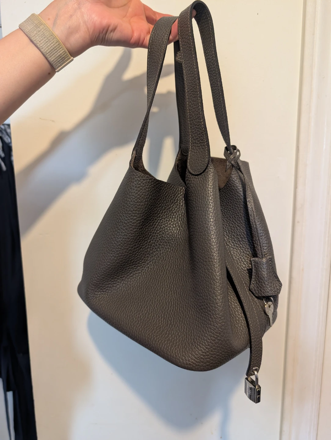 Hermès Picotin Lock Bag in Grey Leather