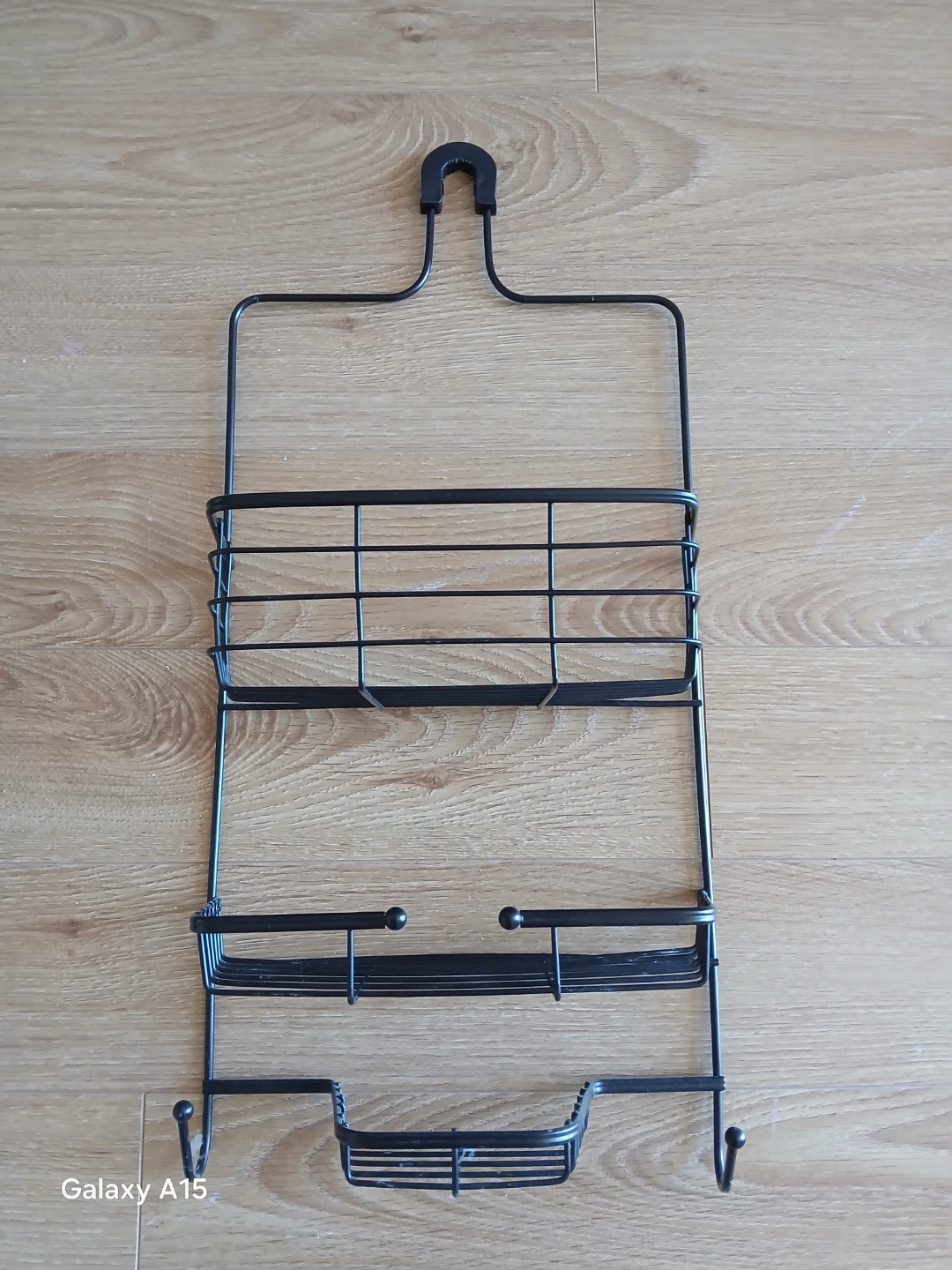 MOVING SALE - Black Wire Shower Caddy with Hooks