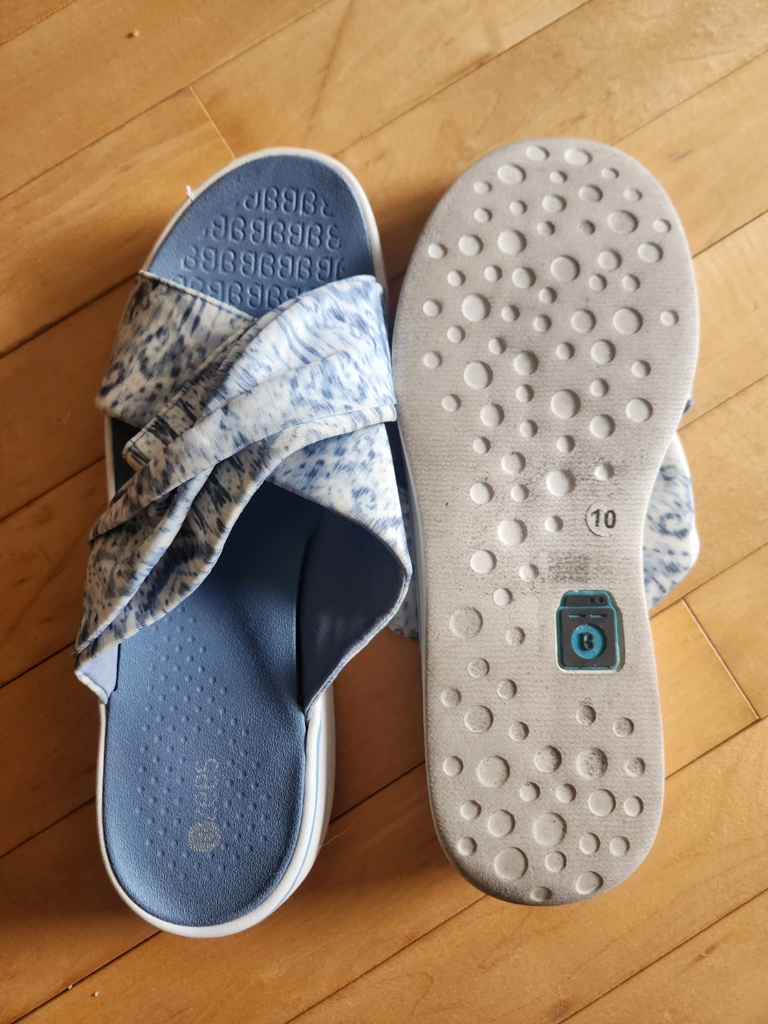 BZee Slides Women's Size 10 Blue Pattern - photo 2