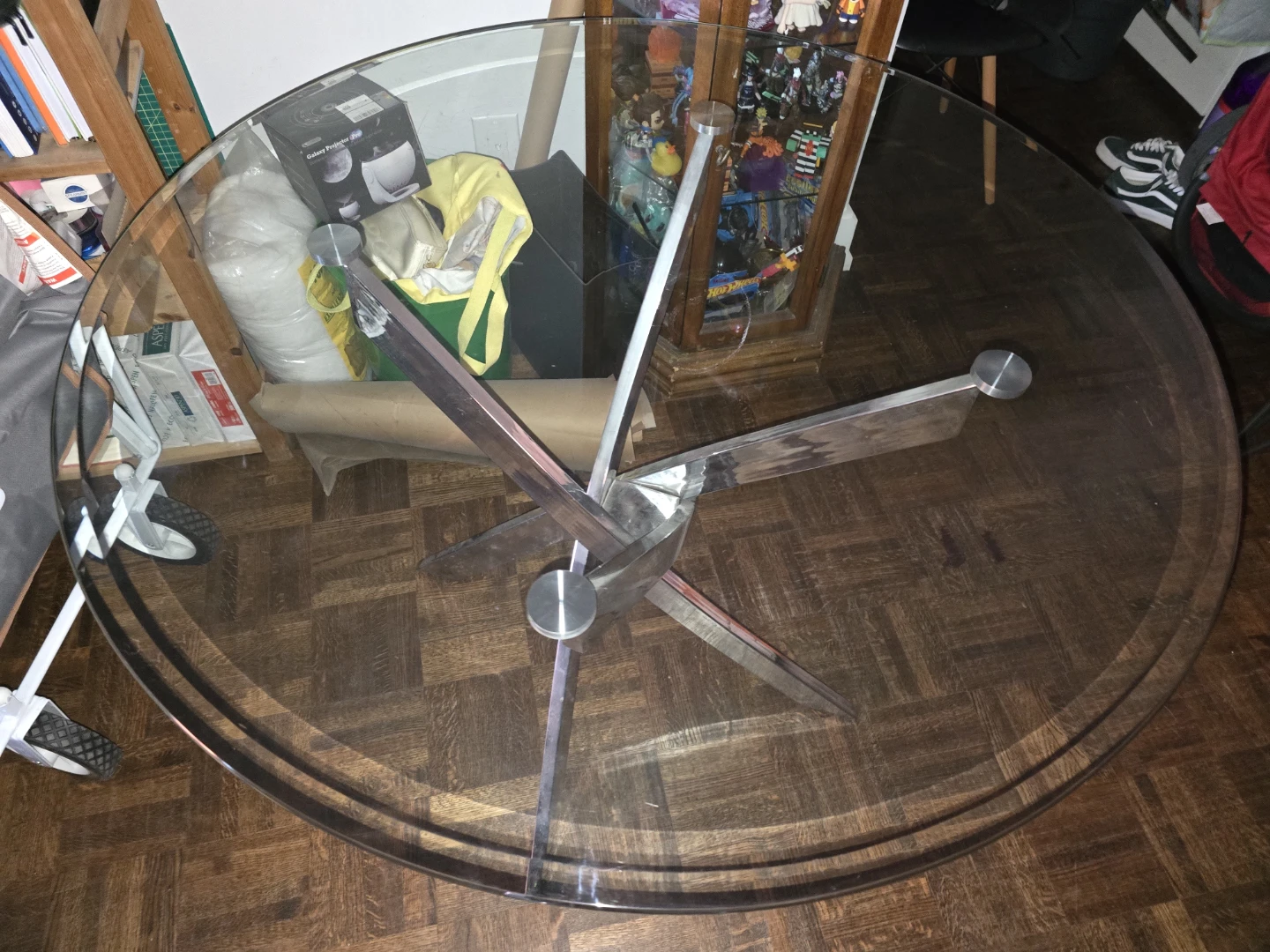 Glass top dining table with chrome base - photo 2