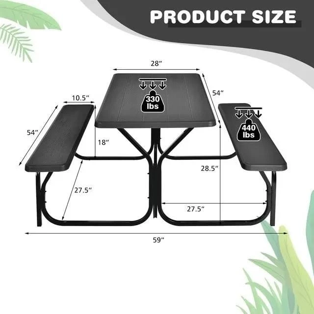 NEW<> Folding Picnic Table with Benches - photo 3