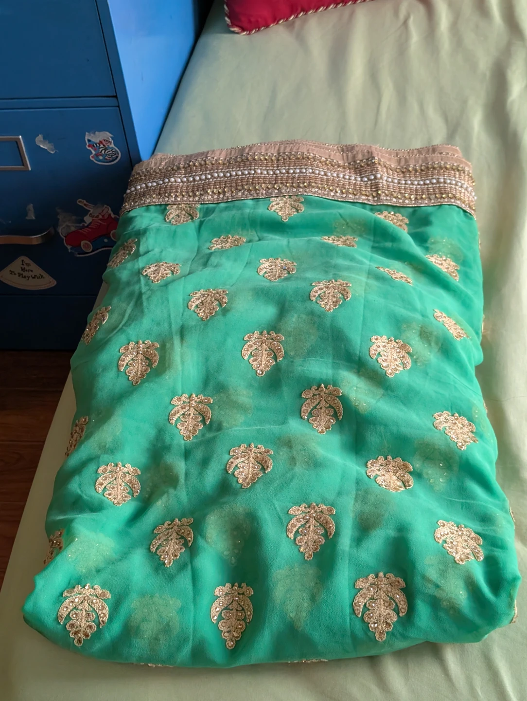 Only Embroidered Teal and Blue Saree both $65