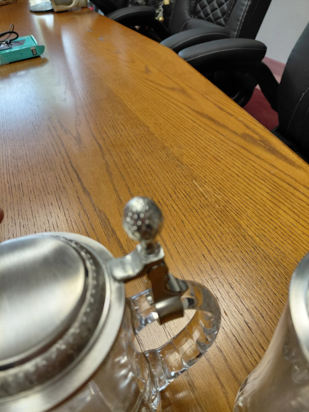 Glass Beer Steins with Pewter Lids - 2 Steins - photo 4