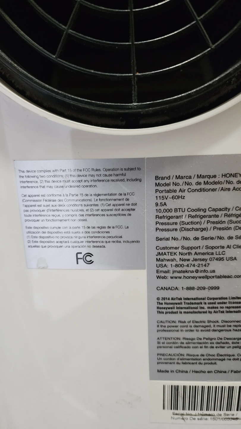 Honeywell Portable Air Conditioner MN10CESWW - photo 5