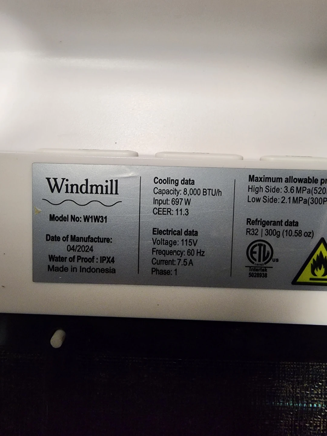 Windmill W1W31 Air Conditioner - photo 3