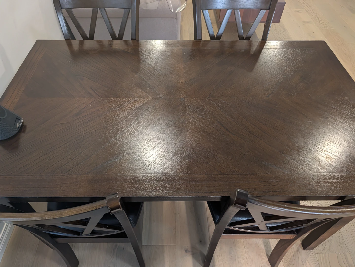Dark wood dining table and 4 chairs - photo 2