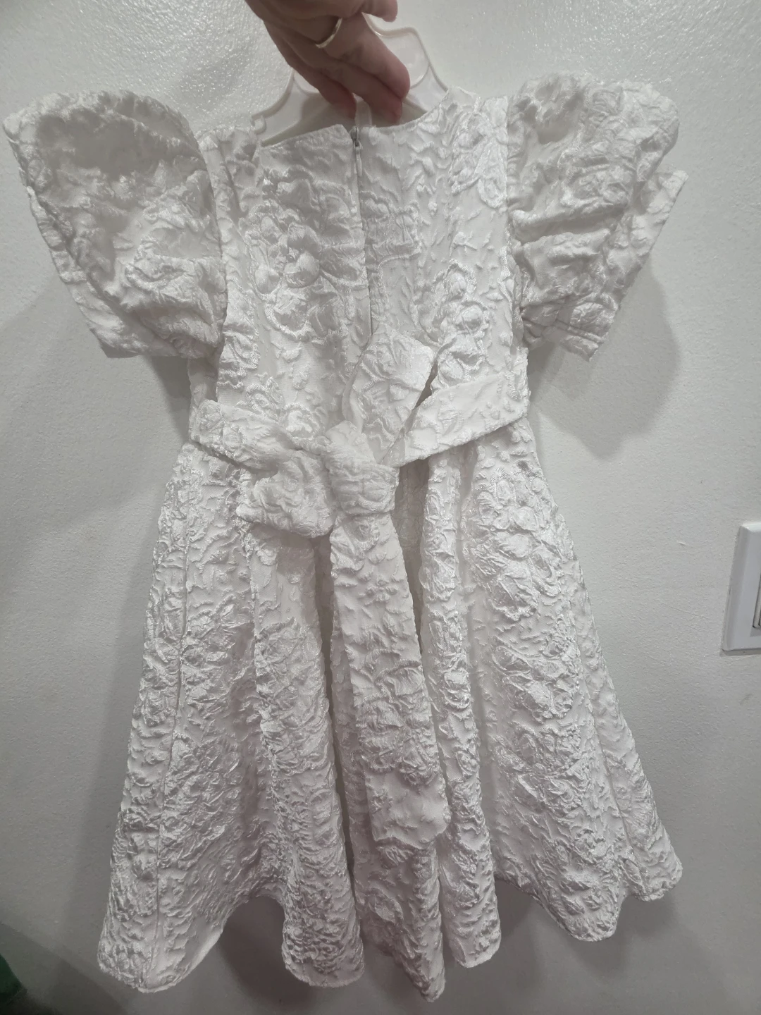 White Lace Puff Sleeve Dress - photo 2