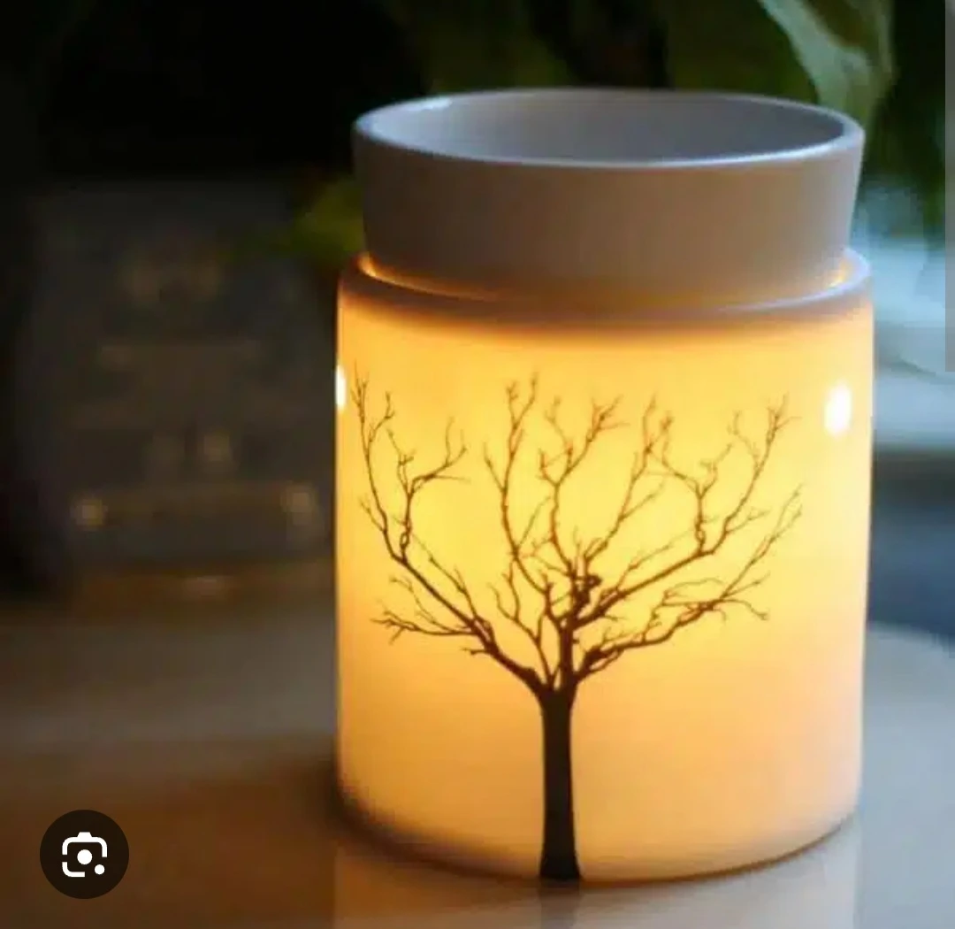 White Ceramic Tree Design Wax Warmer