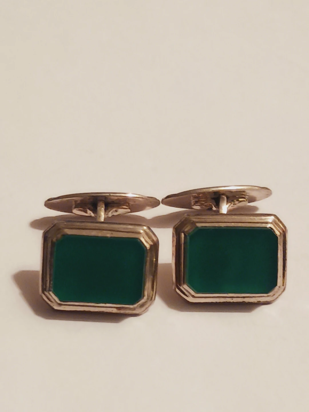 Danish Designer 835 Silver Green Gemstones Cufflinks