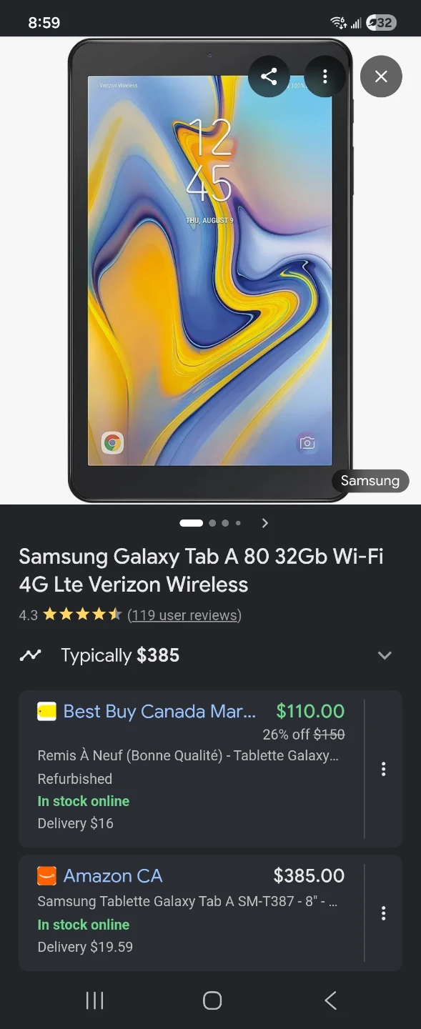 Samsung Galaxy Tab A 8" Tablet with Charger