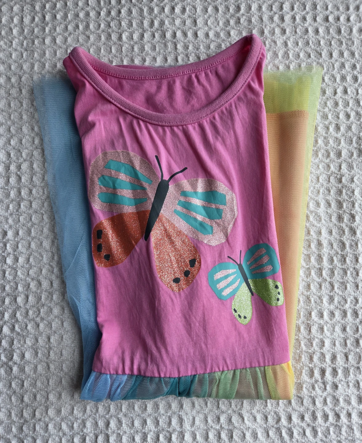 Rainbow Tulle Girls Dress Size 5Y Pink Butterfly Casual Party - photo 5