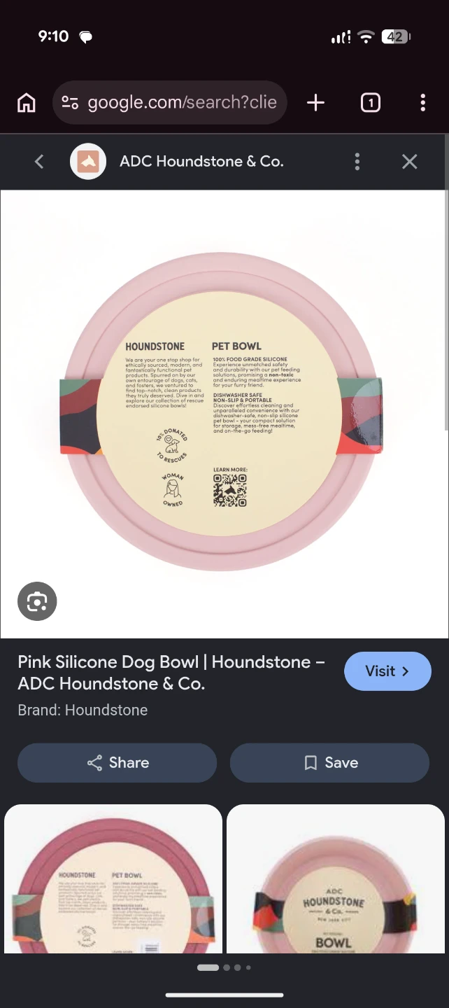 Houndstone Pony Silicone Dog Bowl - Soft Pink - photo 5