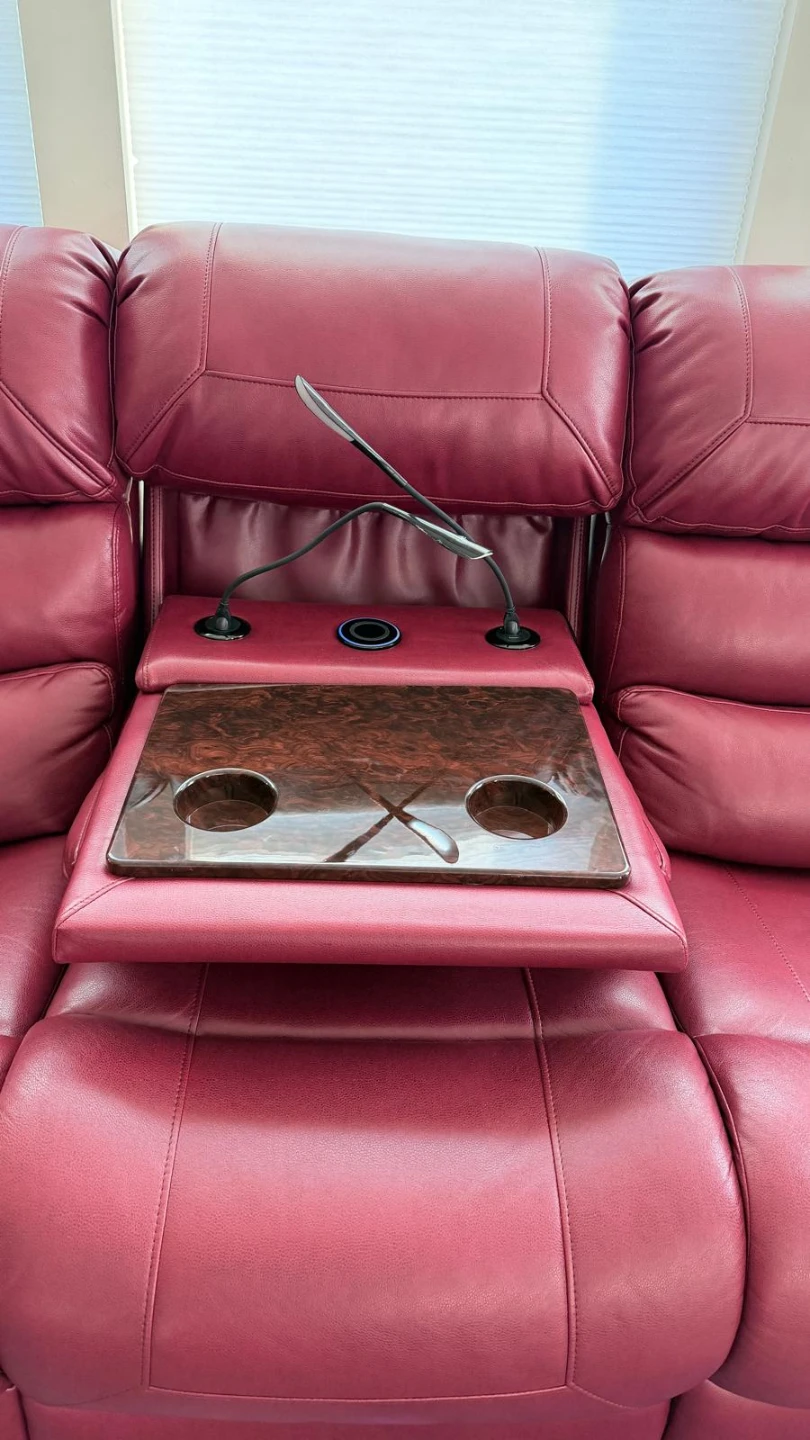 2 LuxuryLeatherPower Reclining Sofa Set–LEDLights+USB