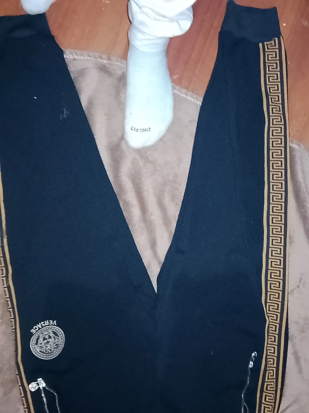 Versace Black Track Pants with Gold Medusa Logo - photo 3