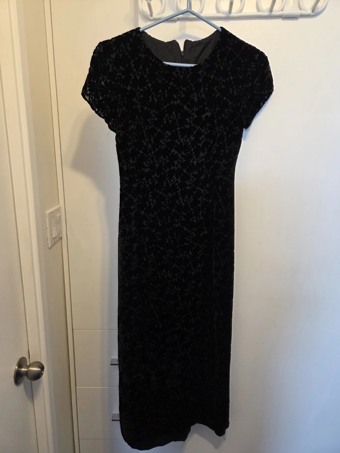 Black Velvet Burnout Dress