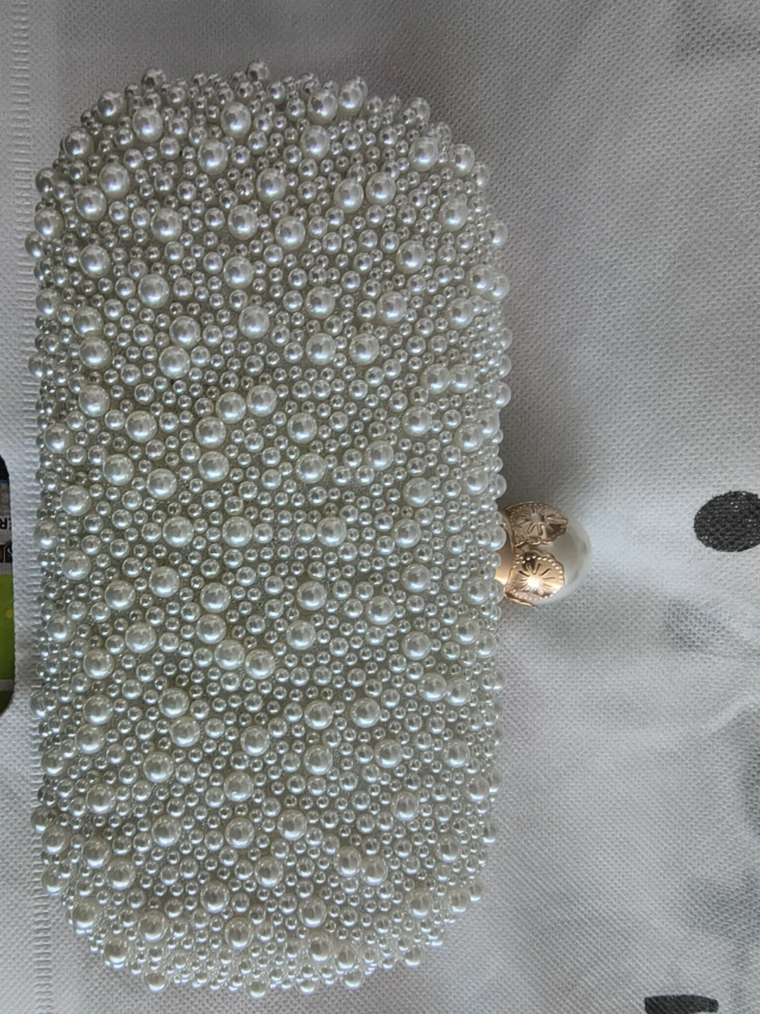 Pearls Evening Clutch Bag with gold back. - photo 3