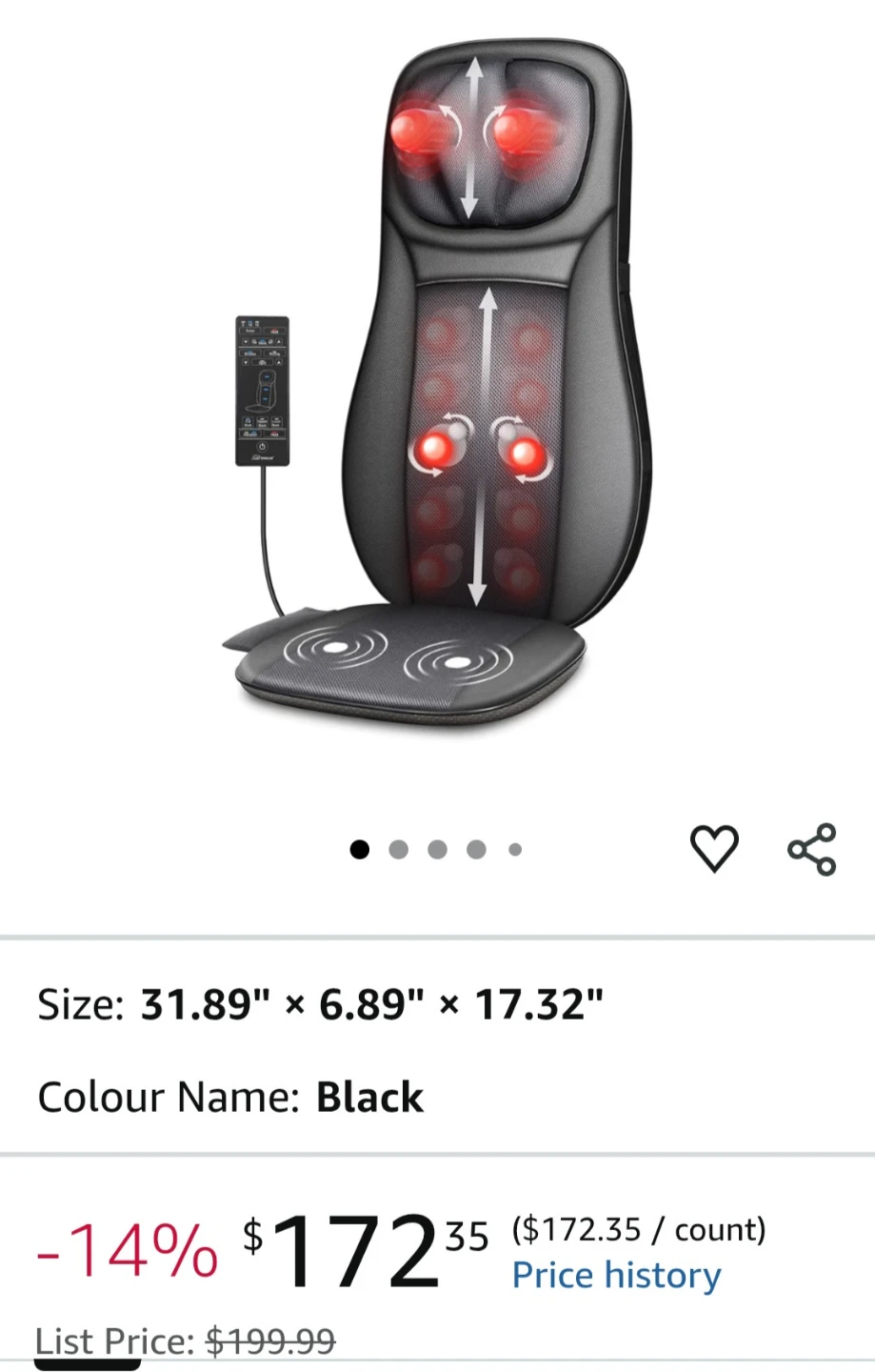 Snailax Shiatsu Massage Cushion SL-233G - photo 2