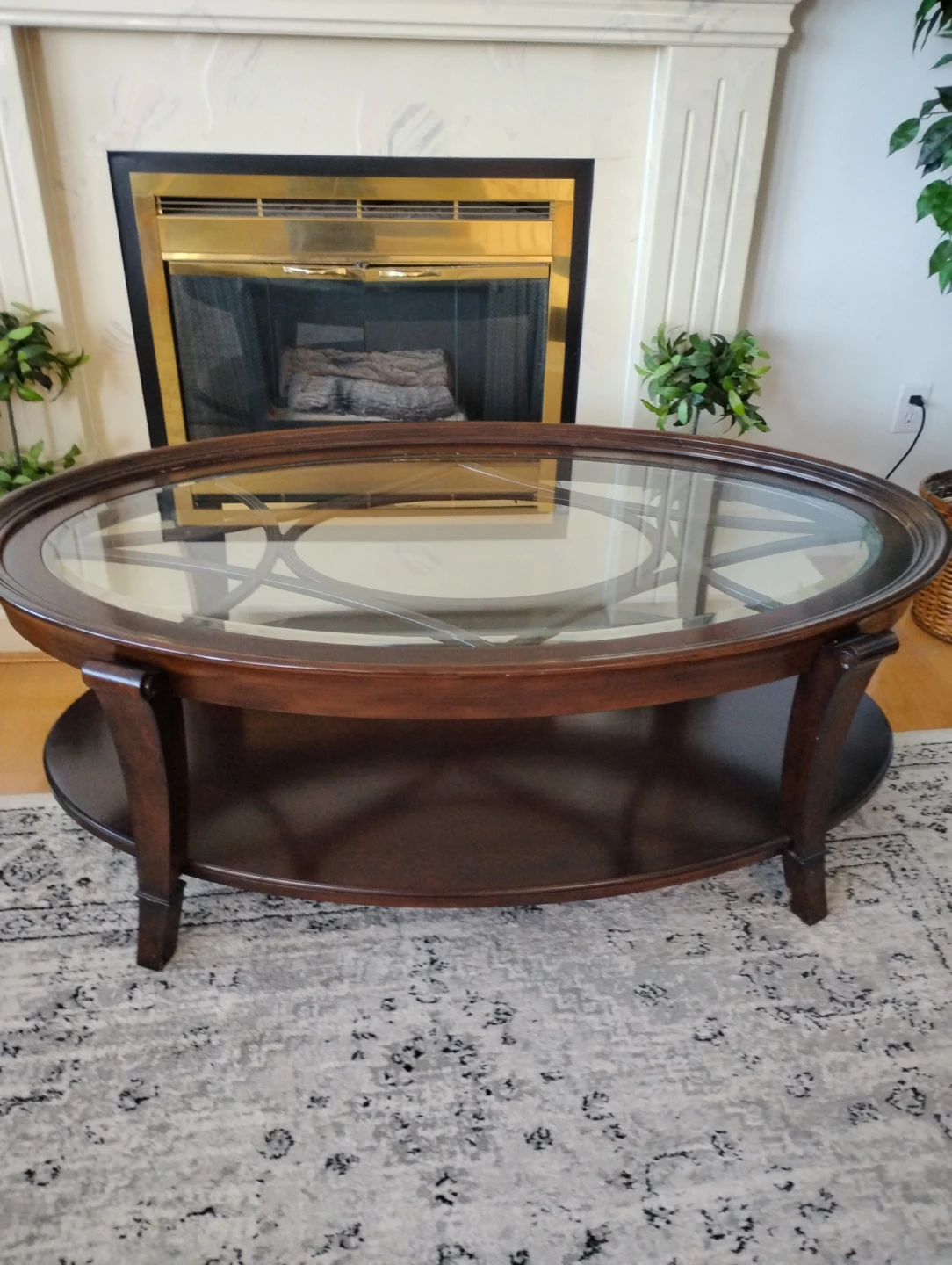 Oval Glass Top Coffee Table & side table